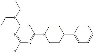 2-Chloro-4-diethylamino-6-(4-phenylpiperidino)-1,3,5-triazine Struktur