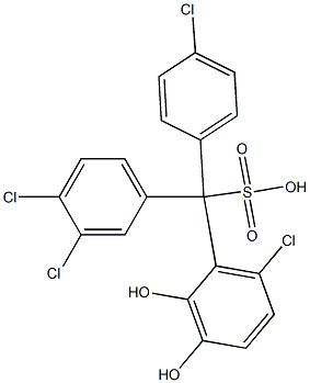 (4-Chlorophenyl)(3,4-dichlorophenyl)(6-chloro-2,3-dihydroxyphenyl)methanesulfonic acid Struktur