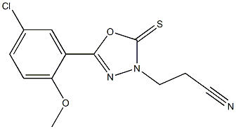 5-(5-Chloro-2-methoxyphenyl)-2-thioxo-1,3,4-oxadiazole-3-propiononitrile Struktur