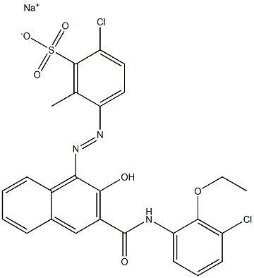 2-Chloro-6-methyl-5-[[3-[[(3-chloro-2-ethoxyphenyl)amino]carbonyl]-2-hydroxy-1-naphtyl]azo]benzenesulfonic acid sodium salt Struktur