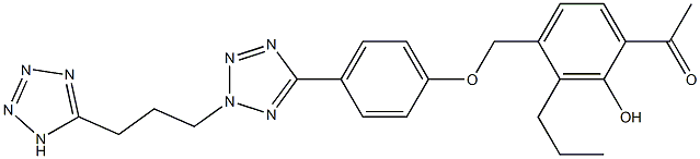 2'-Hydroxy-3'-propyl-4'-[[4-[2-[3-(1H-tetrazol-5-yl)propyl]-2H-tetrazol-5-yl]phenoxy]methyl]acetophenone Struktur