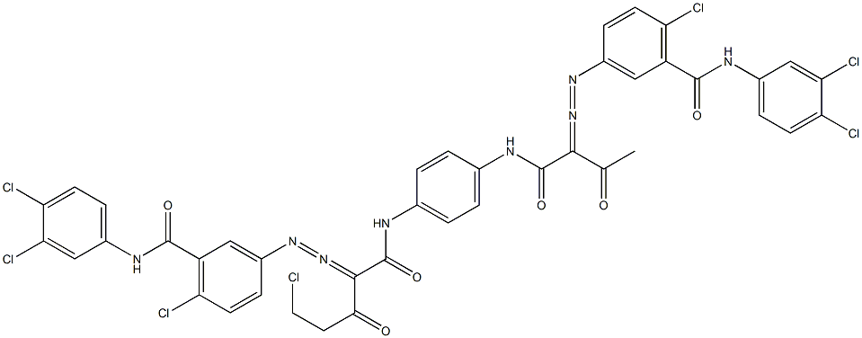 3,3'-[2-(Chloromethyl)-1,4-phenylenebis[iminocarbonyl(acetylmethylene)azo]]bis[N-(3,4-dichlorophenyl)-6-chlorobenzamide] Struktur