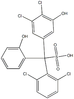 (2,6-Dichlorophenyl)(3,4-dichloro-5-hydroxyphenyl)(2-hydroxyphenyl)methanesulfonic acid Struktur