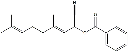 Benzoic acid 1-cyano-3,7-dimethyl-2,6-octadienyl ester Struktur