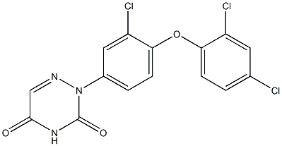 2-[3-Chloro-4-(2,4-dichlorophenoxy)phenyl]-1,2,4-triazine-3,5(2H,4H)-dione Struktur