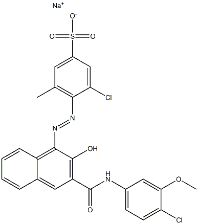 3-Chloro-5-methyl-4-[[3-[[(4-chloro-3-methoxyphenyl)amino]carbonyl]-2-hydroxy-1-naphtyl]azo]benzenesulfonic acid sodium salt Struktur