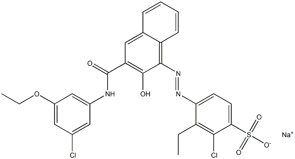 2-Chloro-3-ethyl-4-[[3-[[(3-chloro-5-ethoxyphenyl)amino]carbonyl]-2-hydroxy-1-naphtyl]azo]benzenesulfonic acid sodium salt Struktur