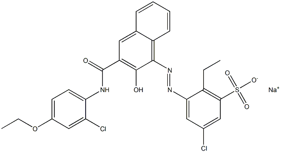 3-Chloro-6-ethyl-5-[[3-[[(2-chloro-4-ethoxyphenyl)amino]carbonyl]-2-hydroxy-1-naphtyl]azo]benzenesulfonic acid sodium salt Struktur