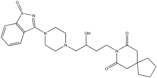 3-[4-[2-Hydroxy-4-(7,9-dioxo-8-azaspiro[4.5]decan-8-yl)butyl]-1-piperazinyl]-1,2-benzisothiazole 1-oxide Struktur