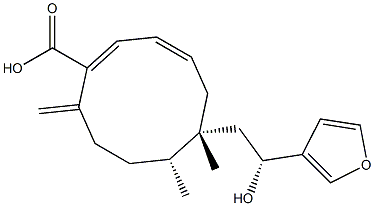 (1E,3Z,6R,7R)-6-[(R)-2-Hydroxy-2-(3-furyl)ethyl]-6,7-dimethyl-10-methylene-1,3-cyclodecadiene-1-carboxylic acid Struktur