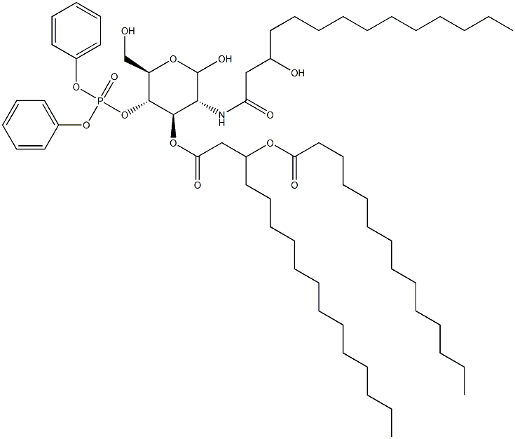 4-O-(Diphenoxyphosphinyl)-3-O-[3-(myristoyloxy)palmitoyl]-2-[(3-hydroxymyristoyl)amino]-2-deoxy-D-glucopyranose Struktur