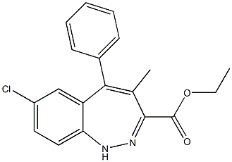 7-Chloro-5-phenyl-4-methyl-1H-1,2-benzodiazepine-3-carboxylic acid ethyl ester Struktur