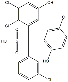 (3-Chlorophenyl)(3-chloro-6-hydroxyphenyl)(2,3-dichloro-5-hydroxyphenyl)methanesulfonic acid Struktur