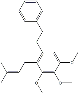 4-(3-Methyl-2-butenyl)-5-(2-phenylethyl)-1,2,3-trimethoxybenzene Struktur