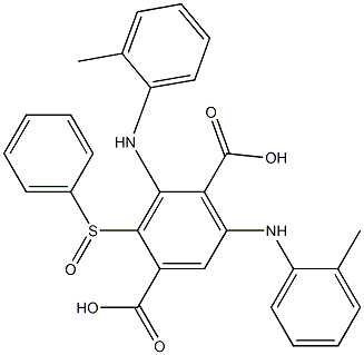 2-(Phenylsulfinyl)-3,5-di(o-toluidino)terephthalic acid Struktur