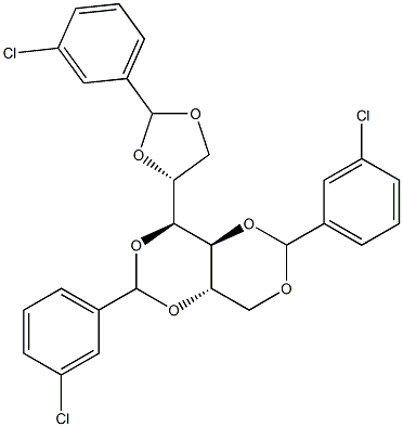 1-O,2-O:3-O,5-O:4-O,6-O-Tris(3-chlorobenzylidene)-L-glucitol Struktur