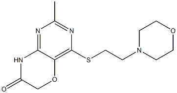 2-Methyl-4-(2-morpholinoethylthio)-8H-pyrimido[5,4-b][1,4]oxazin-7(6H)-one Struktur