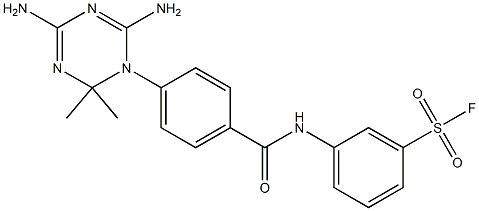 2,4-Diamino-6,6-dimethyl-5,6-dihydro-5-[4-[(3-fluorosulfonylphenyl)aminocarbonyl]phenyl]-1,3,5-triazine Struktur