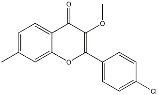 2-(4-Chlorophenyl)-7-methyl-3-methoxy-4H-1-benzopyran-4-one Struktur