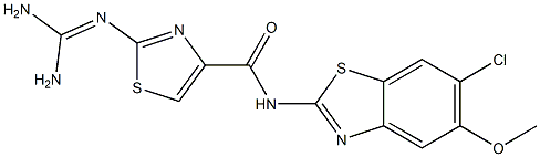 2-(Diaminomethyleneamino)-N-(6-chloro-5-methoxy-2-benzothiazolyl)thiazole-4-carboxamide Struktur