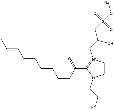 1-(2-Hydroxyethyl)-3-[2-hydroxy-3-(sodiooxysulfonyl)propyl]-2-(8-decenoyl)-2-imidazoline-3-ium Struktur