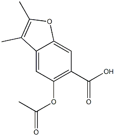 2,3-Dimethyl-5-acetyloxy-6-benzofurancarboxylic acid Struktur