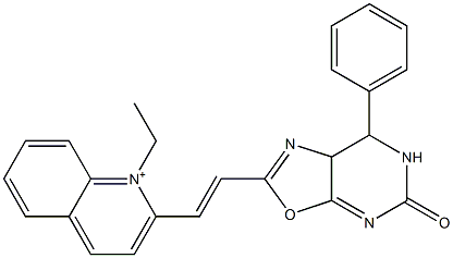 1-Ethyl-2-[2-[[5,6,7,7a-tetrahydro-5-oxo-7-phenyloxazolo[5,4-d]pyrimidin]-2-yl]ethenyl]quinolinium Struktur