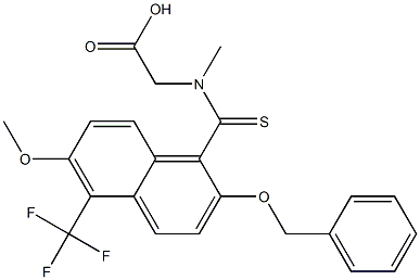 [N-[[2-Benzyloxy-6-methoxy-5-trifluoromethyl-1-naphthalenyl]thiocarbonyl]-N-methylamino]acetic acid Struktur