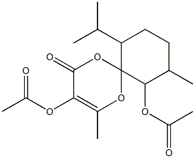 (6S)-7-Isopropyl-10-methyl-3-bis(acetoxy)methyl-1,5-dioxaspiro[5.5]undec-2-en-4-one Struktur