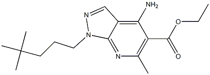 1-(4,4-Dimethylpentyl)-4-amino-6-methyl-1H-pyrazolo[3,4-b]pyridine-5-carboxylic acid ethyl ester Struktur