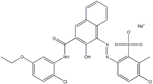 3-Chloro-2-methyl-6-[[3-[[(2-chloro-5-ethoxyphenyl)amino]carbonyl]-2-hydroxy-1-naphtyl]azo]benzenesulfonic acid sodium salt Struktur