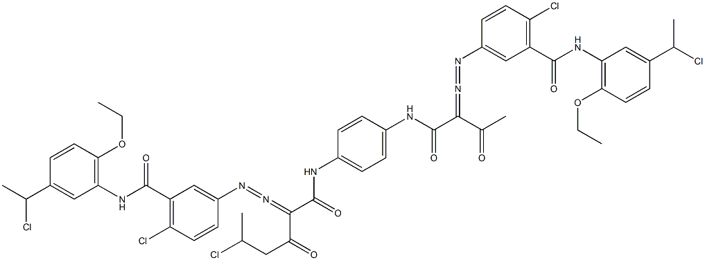 3,3'-[2-(1-Chloroethyl)-1,4-phenylenebis[iminocarbonyl(acetylmethylene)azo]]bis[N-[3-(1-chloroethyl)-6-ethoxyphenyl]-6-chlorobenzamide] Struktur