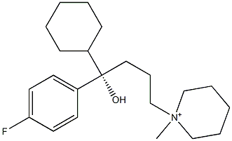 1-[(S)-4-Hydroxy-4-cyclohexyl-4-(4-fluorophenyl)butyl]-1-methylpiperidinium Struktur