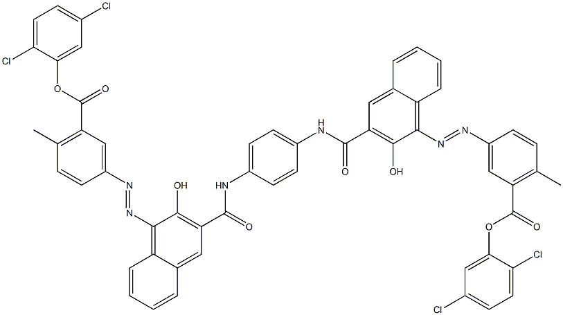 1,4-Bis[1-[[4-methyl-5-(2,5-dichlorophenoxycarbonyl)phenyl]azo]-2-hydroxy-3-naphthoylamino]benzene Struktur