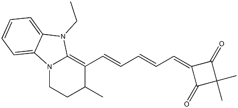 5-Ethyl-1,2,3,5-tetrahydro-3-methyl-4-[5-(3,3-dimethyl-2,4-dioxocyclobutane-1-ylidene)-1,3-pentadienyl]pyrido[1,2-a]benzimidazole Struktur