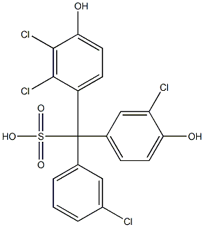 (3-Chlorophenyl)(3-chloro-4-hydroxyphenyl)(2,3-dichloro-4-hydroxyphenyl)methanesulfonic acid Struktur