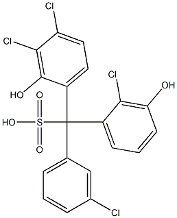 (3-Chlorophenyl)(2-chloro-3-hydroxyphenyl)(3,4-dichloro-2-hydroxyphenyl)methanesulfonic acid Struktur