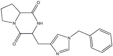 3-[(1-Benzyl-1H-imidazol-4-yl)methyl]hexahydropyrrolo[1,2-a]pyrazine-1,4-dione Struktur