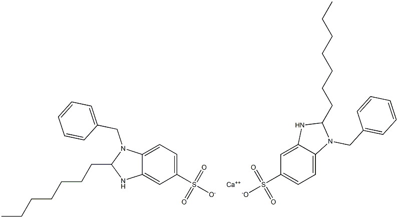 Bis(1-benzyl-2-heptyl-2,3-dihydro-1H-benzimidazole-5-sulfonic acid)calcium salt Struktur