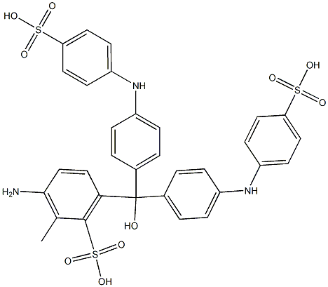 6-[Bis[4-(4-sulfophenylamino)phenyl]hydroxymethyl]-3-amino-2-methylbenzenesulfonic acid Struktur