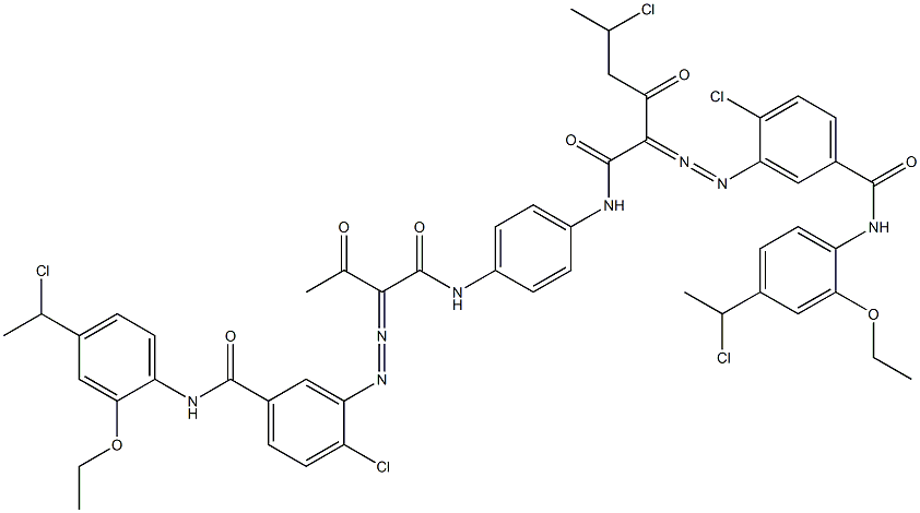 3,3'-[2-(1-Chloroethyl)-1,4-phenylenebis[iminocarbonyl(acetylmethylene)azo]]bis[N-[4-(1-chloroethyl)-2-ethoxyphenyl]-4-chlorobenzamide] Struktur