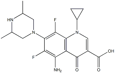 5-Amino-1-cyclopropyl-6,8-difluoro-1,4-dihydro-4-oxo-7-(3,5-dimethyl-1-piperazinyl)quinoline-3-carboxylic acid Struktur