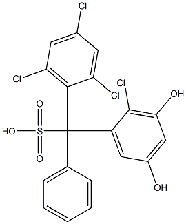 (2-Chloro-3,5-dihydroxyphenyl)(2,4,6-trichlorophenyl)phenylmethanesulfonic acid Struktur