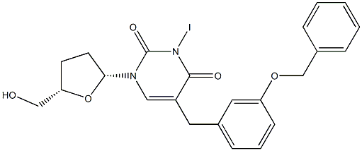 5-[3-(Benzyloxy)benzyl]-3-iodo-2',3'-dideoxyuridine Struktur