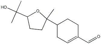 4-[[2-Methyl-5-(1-hydroxy-1-methylethyl)tetrahydrofuran]-2-yl]-1-cyclohexene-1-carbaldehyde Struktur