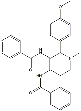 4,5-Bis(benzoylamino)-1-methyl-6-(4-methoxyphenyl)-1,2,3,6-tetrahydropyridine Struktur