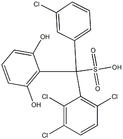 (3-Chlorophenyl)(2,3,6-trichlorophenyl)(2,6-dihydroxyphenyl)methanesulfonic acid Struktur