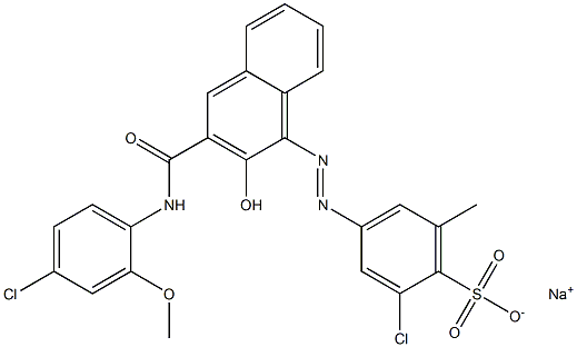 2-Chloro-6-methyl-4-[[3-[[(4-chloro-2-methoxyphenyl)amino]carbonyl]-2-hydroxy-1-naphtyl]azo]benzenesulfonic acid sodium salt Struktur