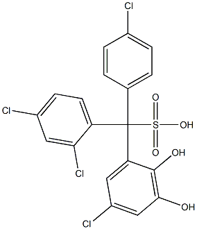 (4-Chlorophenyl)(2,4-dichlorophenyl)(5-chloro-2,3-dihydroxyphenyl)methanesulfonic acid Struktur