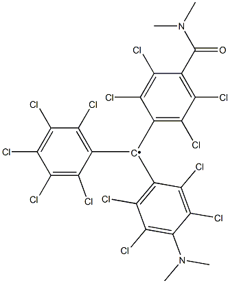 Pentachlorophenyl[4-(dimethylamino)-2,3,5,6-tetrachlorophenyl][4-[(dimethylamino)carbonyl]-2,3,5,6-tetrachlorophenyl]methyl radical Struktur